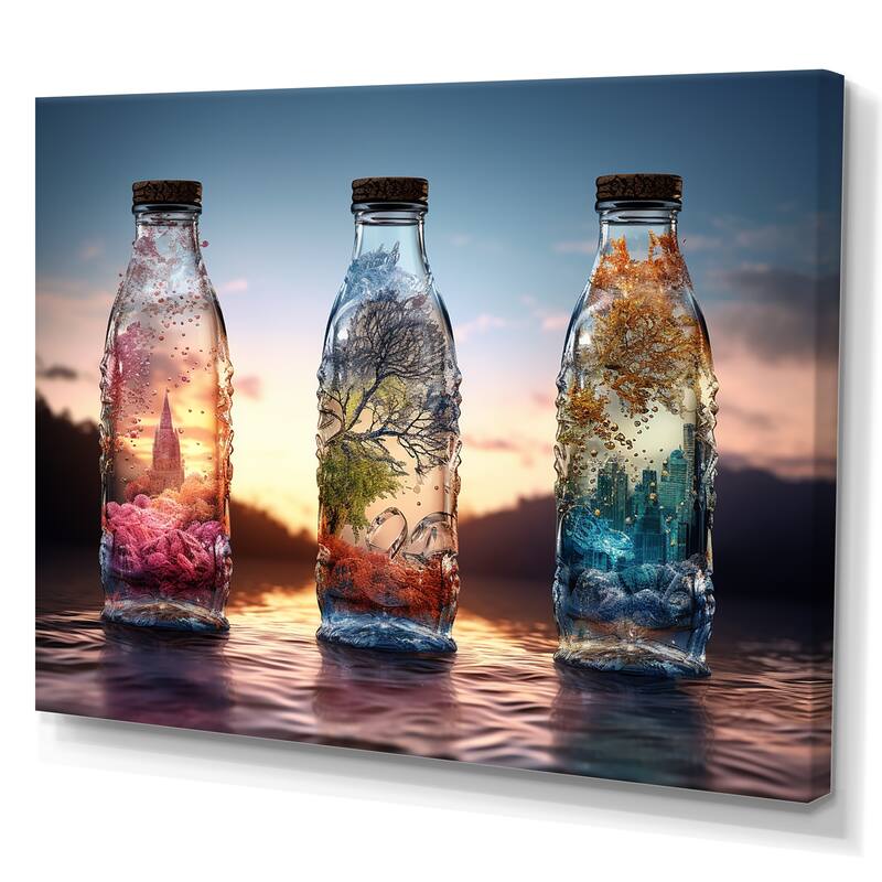 Designart "Bottled Beverage Charm " Bottled Beverage Wall Art Bed